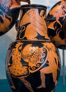 Oinochoe from Hamburg, depicting a Persian and a Greek fighting.