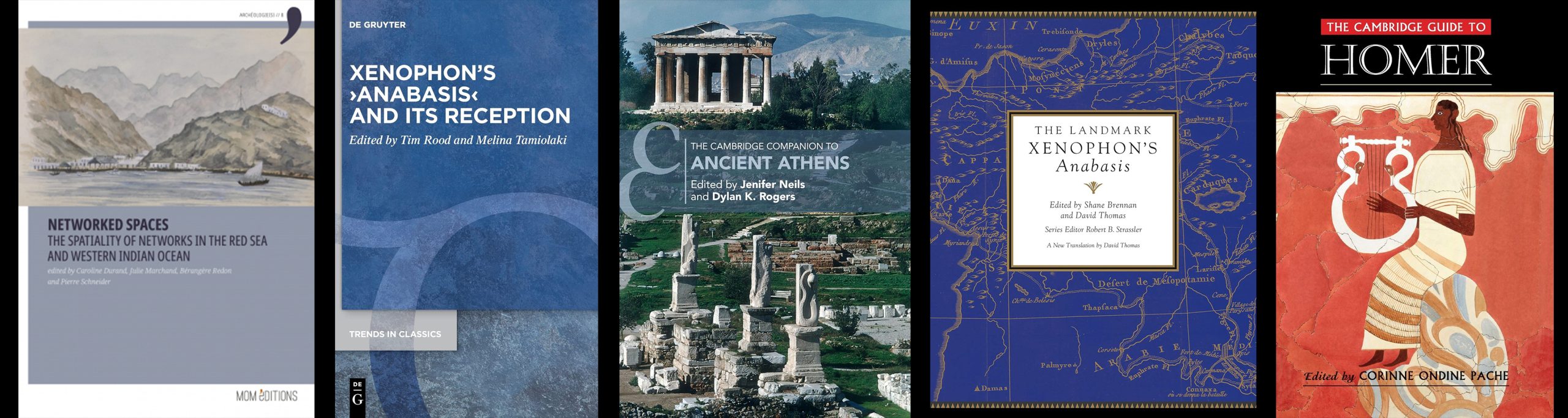 1. Networked Spaces: The Spatiality of Networks in the Red Sea and Western Indian Ocean. 2. Xenophon's Anabasis and its Receiption, edited by Tim Rood and Melina Tamiolaki. 3. The Cambridge Companion to Ancient Athens, edited by Jenifer Neils and Dylan K. Rogers. 4. The Landmark: Xenophon's Anabasis. 5. The Cambridge Guide to Homer, edited by Corrine Ondine Fache.